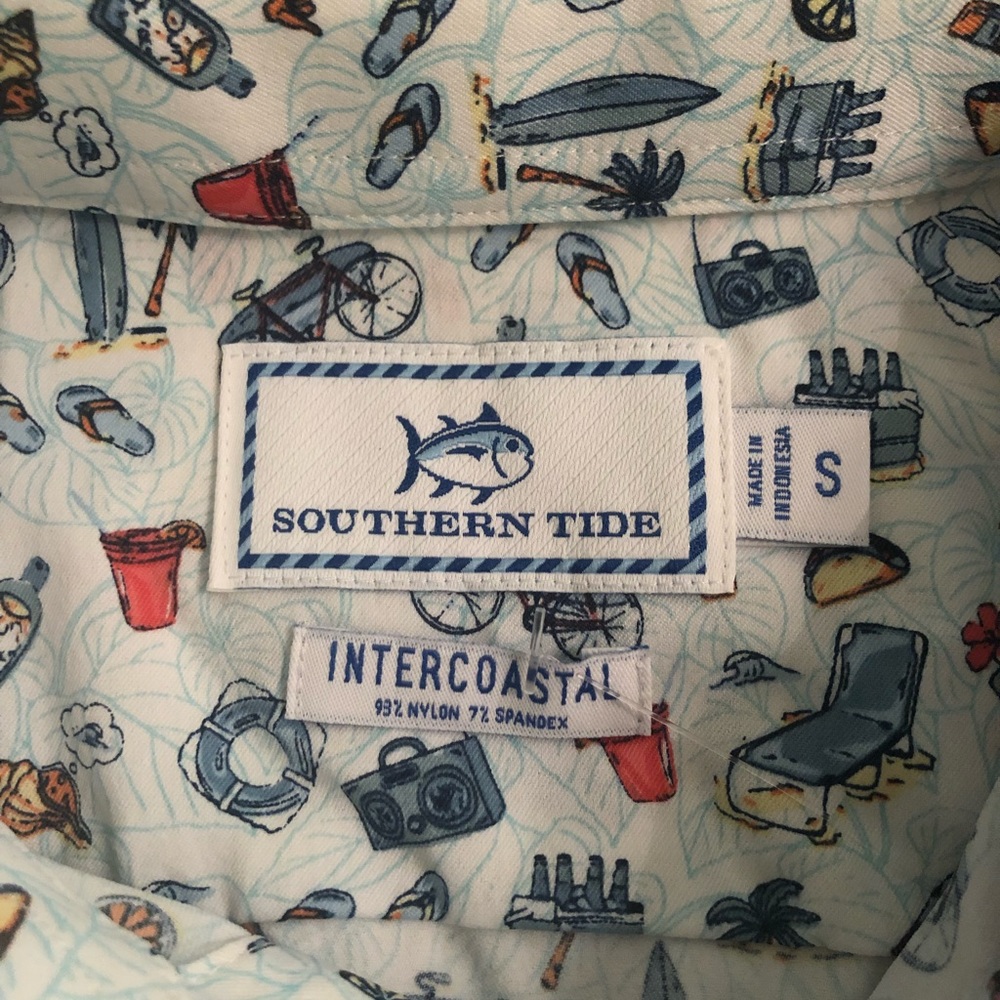 New Mens Southern Tide Go With The Float SS Sport Shirt Stretch Beach Fishing - Picture 3 of 12
